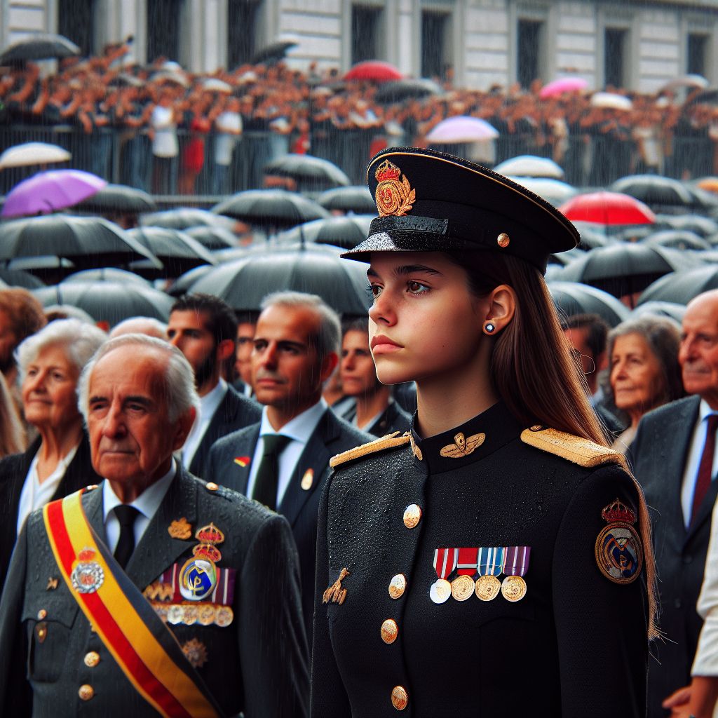 La lluvia marca el desfile del Día de la Hispanidad 2024